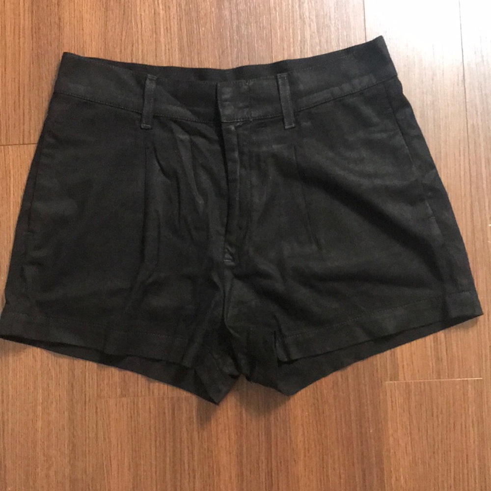 7 For All Mankind Black Lightly Coated Shorts